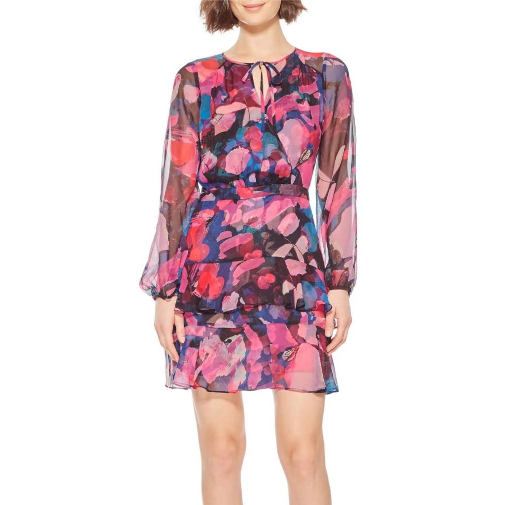 Parker Women's Marengo Long Sleeve Silk Minidress Blue New Size 12